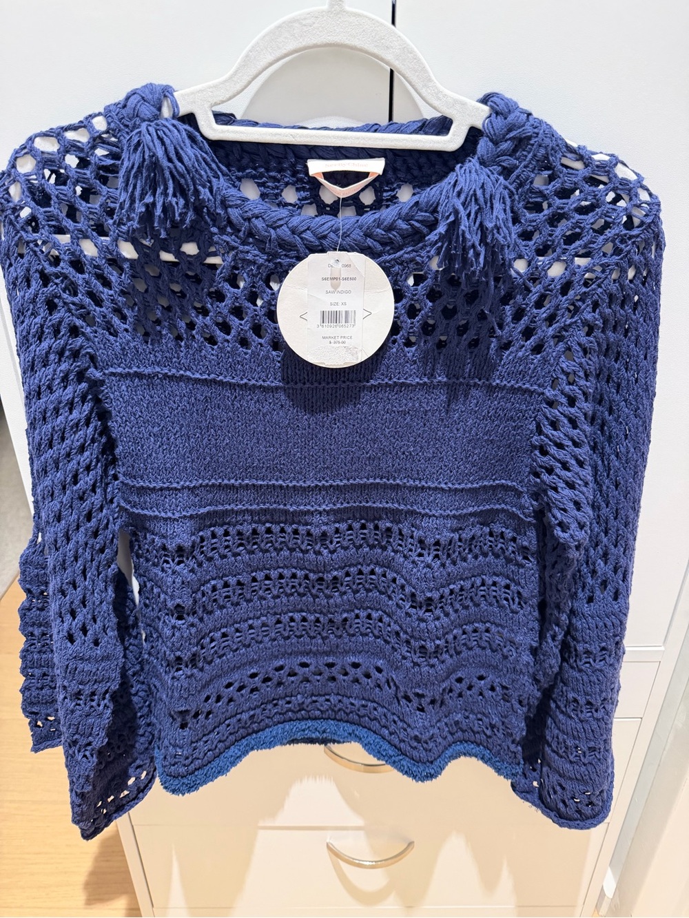 Women’s Navy Crochet Knit Sweater- see by chloe